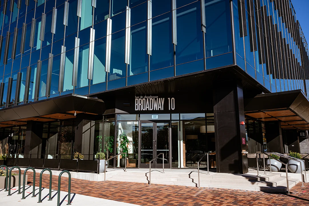 The exterior of Broadway 10 Bar and Chophouse Denver Cherry Creek